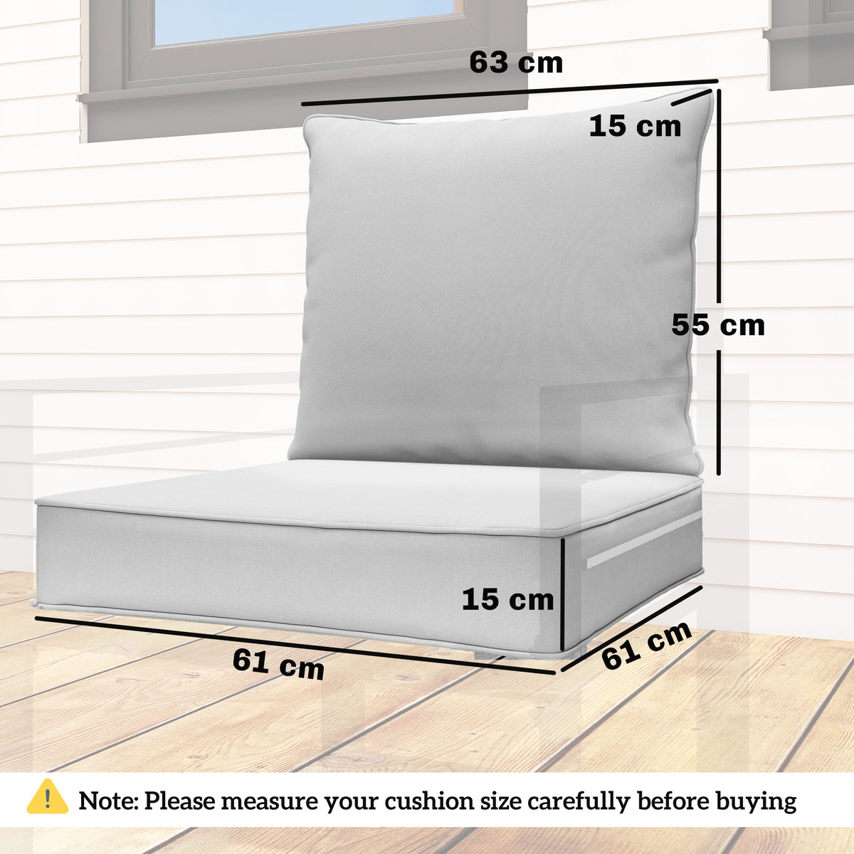 Outsunny Seat And Back Cushion Set, Fade Resistant Replacement Cushion