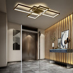 Modern Black Led Ceiling Light, Rectangular Frame, Dimmable Semi-flush Mount With Remote Control