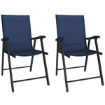Folding Garden Chairs Set With High Back, Armrests | Set of 2 | Navy Blue