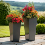 Zinc Galvanised Tall Flared Tapered Square Planter | 30cm x 30cm x 70cm