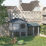 2-tier Wooden Rabbit Bunny Guinea Pig Hutch Small Pet House Ramp Outdoor