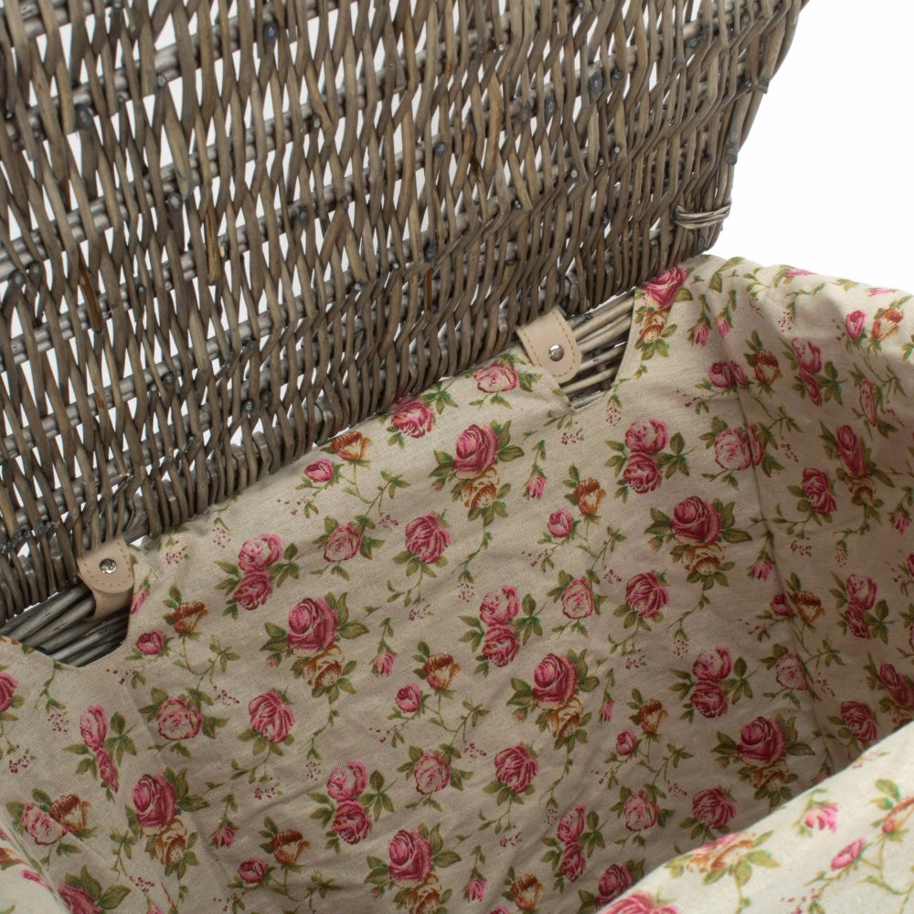 Antique Wash Wicker Square Laundry Basket With Rose Lining | Set of 2 | Pink