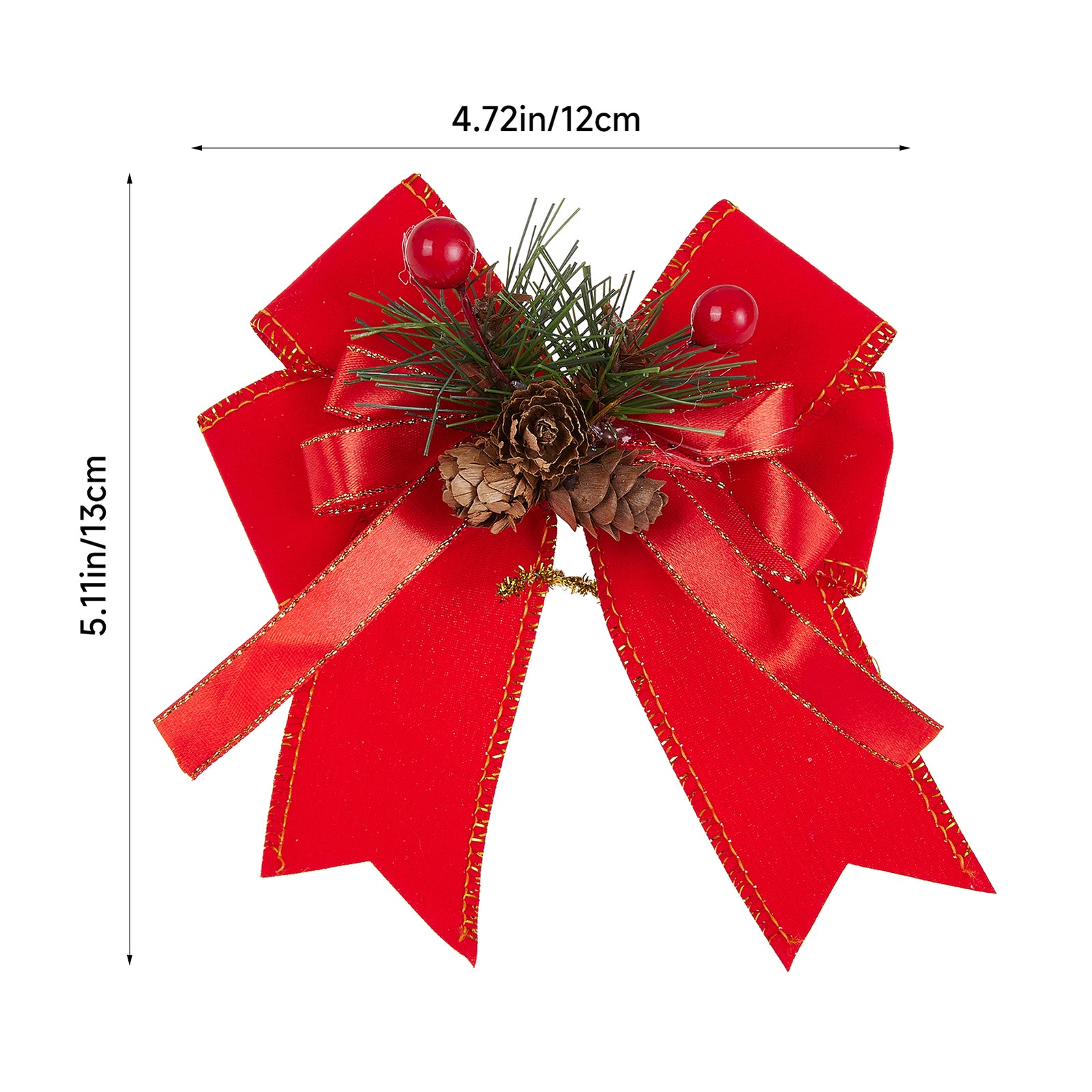 Premium 6-pack Christmas Bows Adorned With Pine Cones And Green Needles