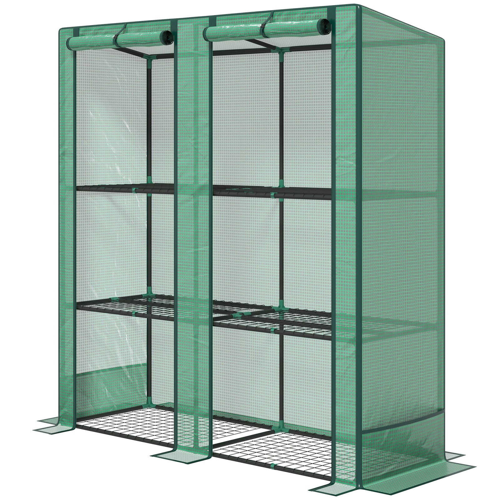 3 Tier Lean-to Mini Greenhouse With Green Hemmed Edging