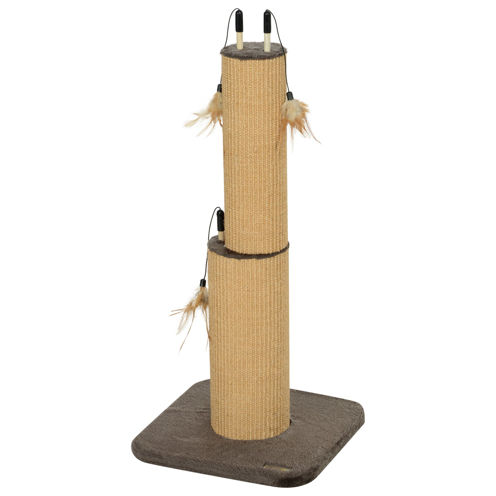 78cm Tall Cat Scratching Post With 3 Toy Feathers | Brown