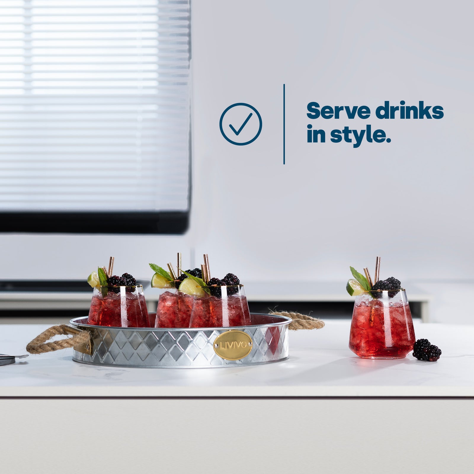 Champagne Serving Tray - Galvanised Steel