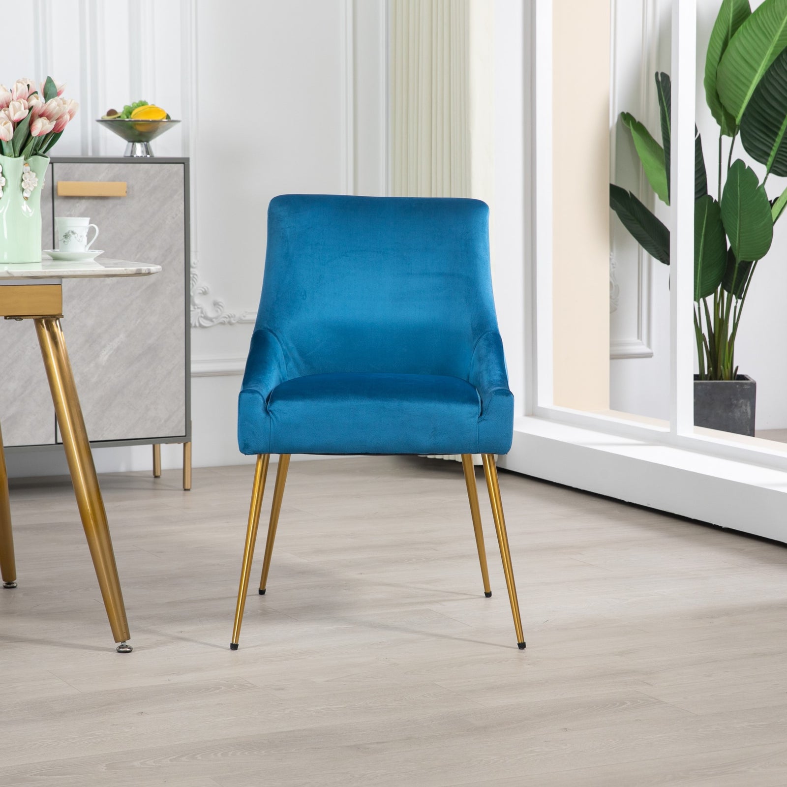 Set Of 2 Lograto Velvet Dining Chairs | Blue