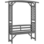 Outsunny Arch Pergola With Seat, Natural Wood, Grey
