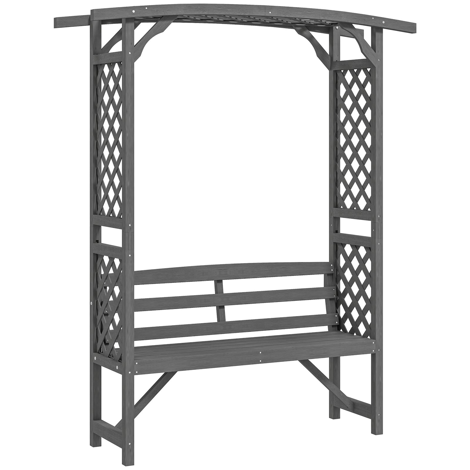 Outsunny Arch Pergola With Seat, Natural Wood, Grey