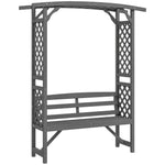 Arch Pergola With Seat, Natural Wood, Grey