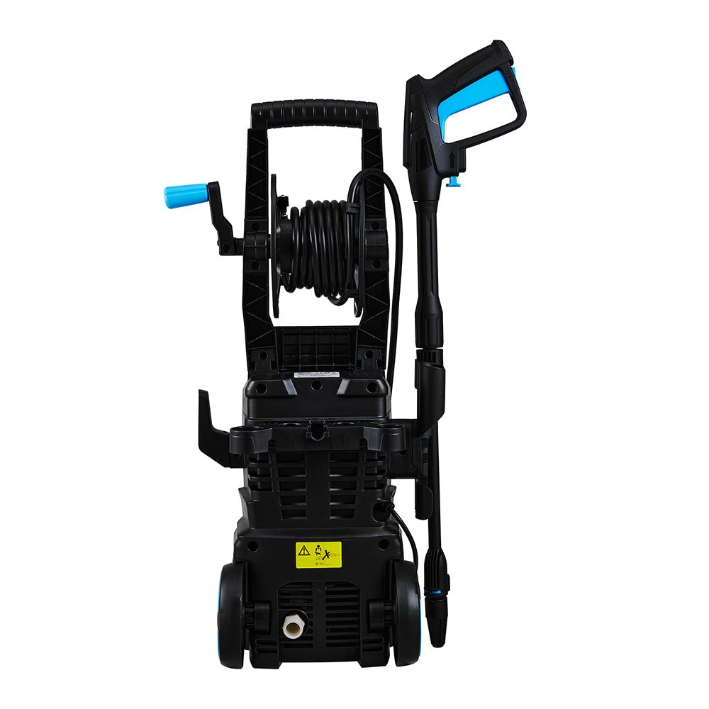 1600w Electric Pressure Washer, 90 Bar High Power Cleaner With Hose Reel, Foam Nozzle & 5m Hose, Portable Outdoor Cleaning Machine | White