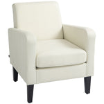 Modern Armchair Accent Chair With Rubber Wood Legs | One Size | Cream