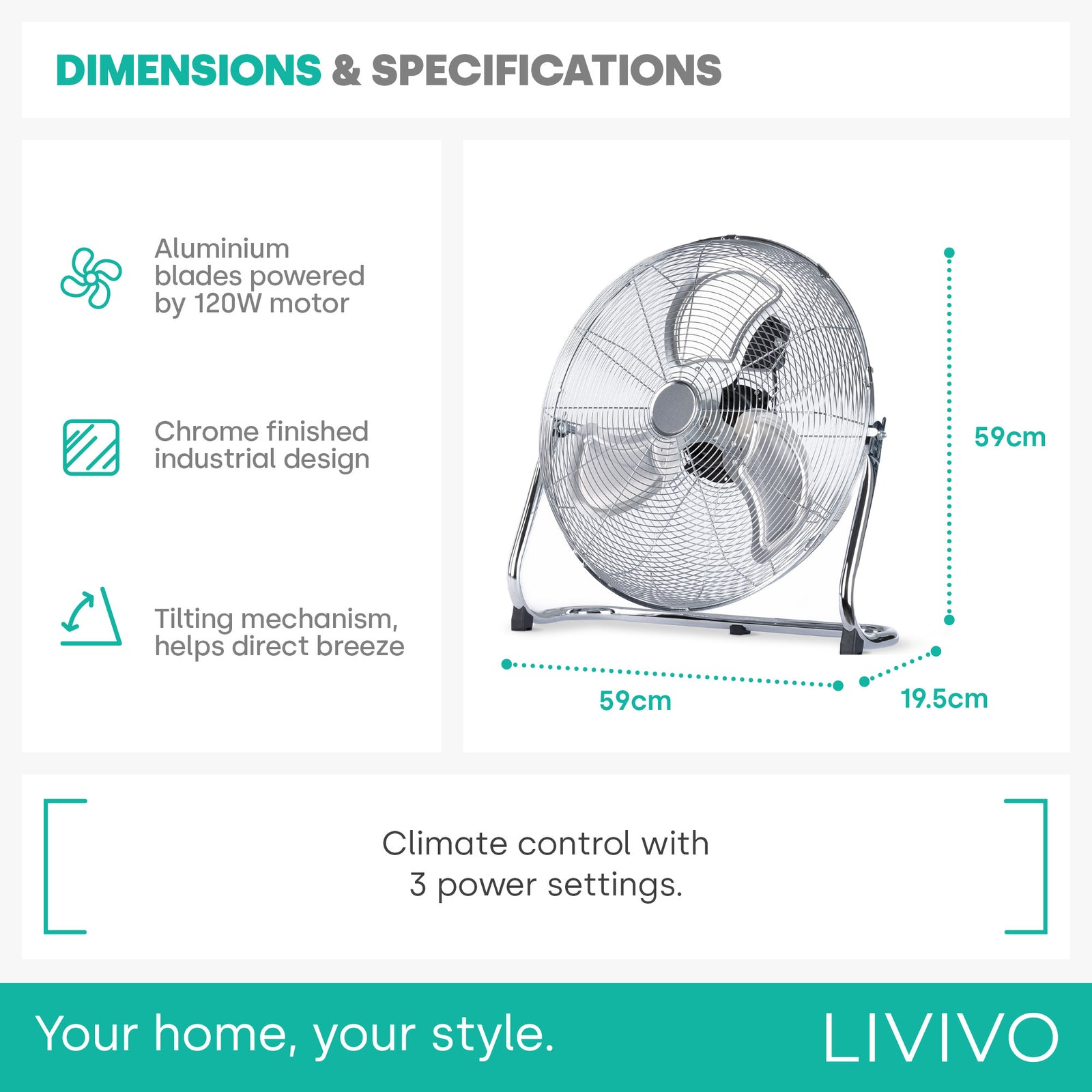 Chrome Floor Fan - 20"