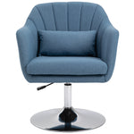 Stylish Retro Linen Swivel Tub Chair Steel Frame Cushion | One Size | Blue