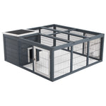 Rabbit Hutch Small Animal Guinea Pig House With Openable Roof Dark Grey