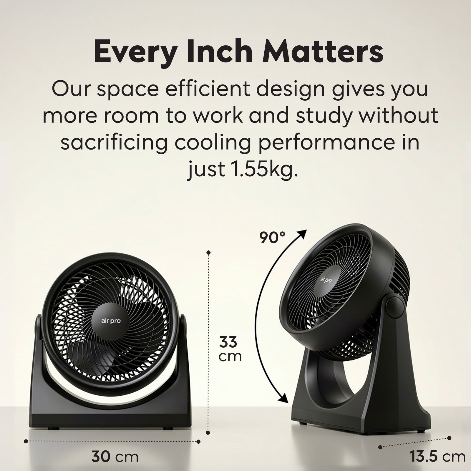 Air Pro 10'' Desk Fan Turbo Air Circulator 3 Speeds Quiet Airflow