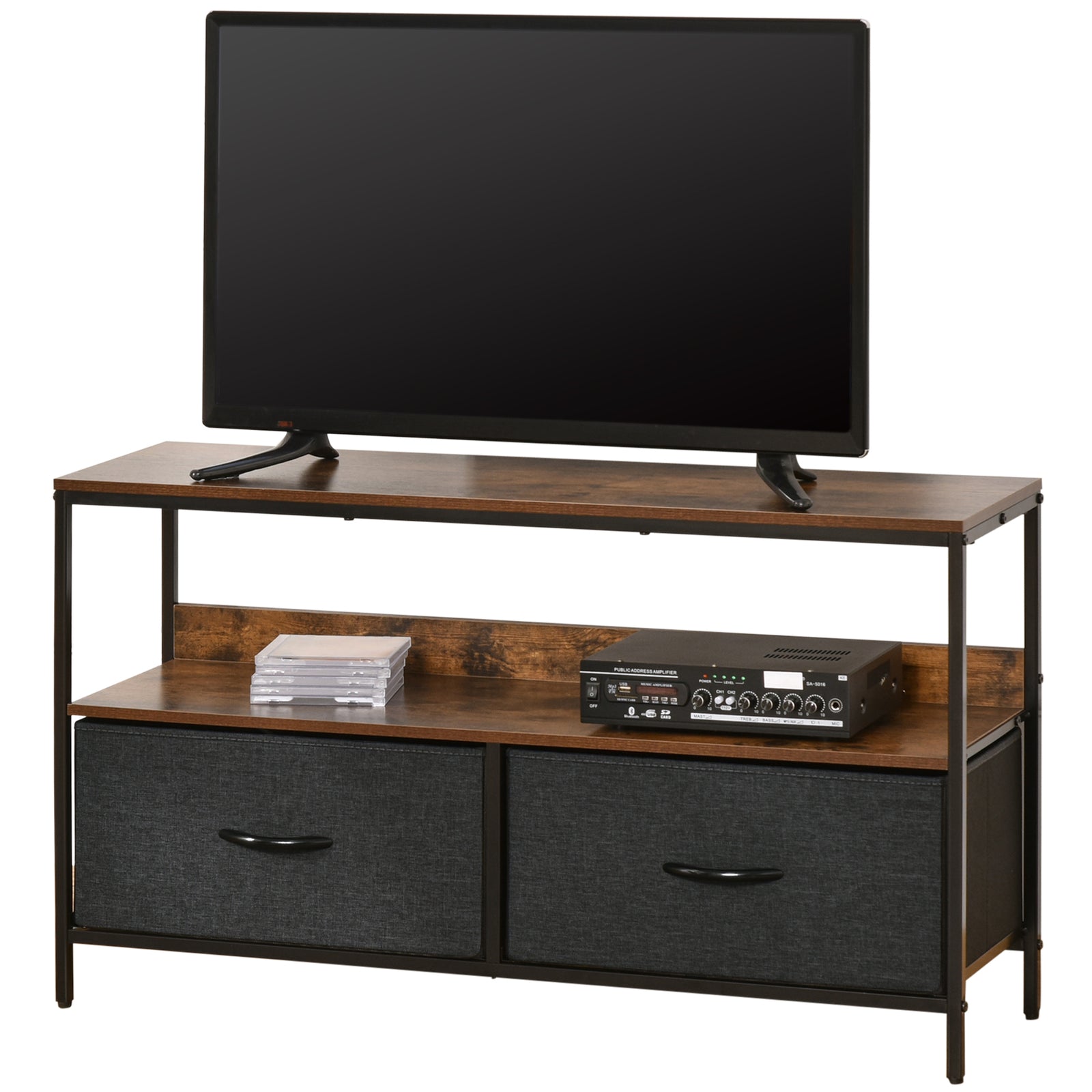 Tv Cabinet Console With Foldable Linen Drawers | Pink