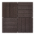 11pcs Interlocking Wpc Deck Tiles, 30x30cm Outdoor Wood-plastic Composite Patio Flooring, Slip-resistant Garden Balcony Tiles | Chocolate