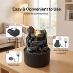 Spector Water Feature Indoor Fountains Rotating Glass Ball Led Light Resin Grey Brown