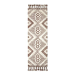 Lhasa Handwoven Brown And Cream Diamond  Kilim Wool Rug | 200cm | Cream & Brown