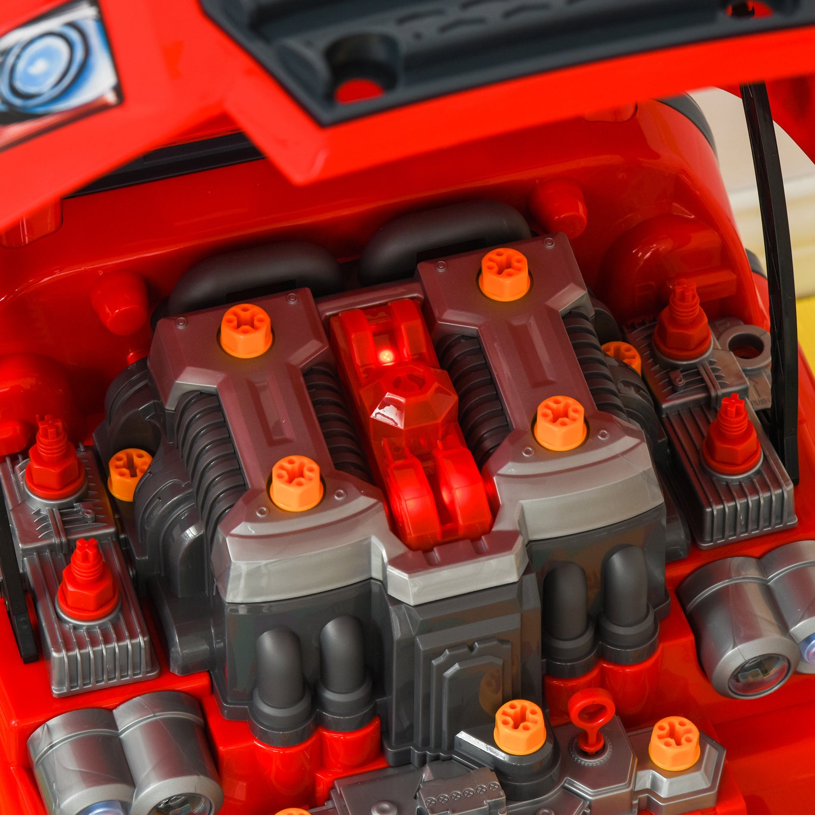 Kids Truck Engine Toy Set W/ Horn, Light, Car Key, For Ages 3-5 Years | Red