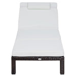 Rattan Reclining Sun Lounger With Cushion | Cream