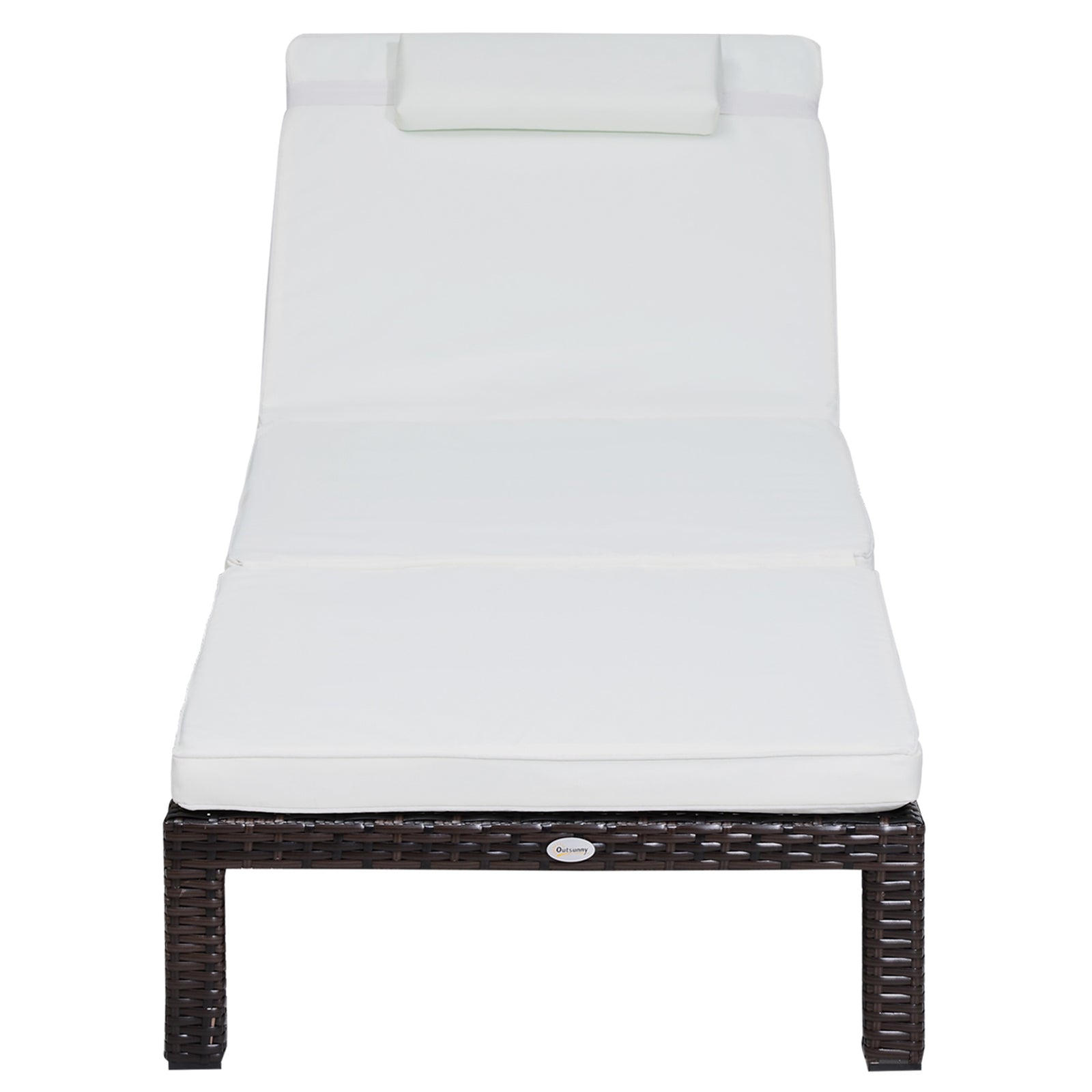 Rattan Reclining Sun Lounger With Cushion | Cream