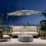 Outdoor 32 LED Lighted Patio Umbrella with Crank Lift System