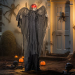 Winged Grim Reaper Animatronic Prop W/ Light Up Eyes, For Haunted House