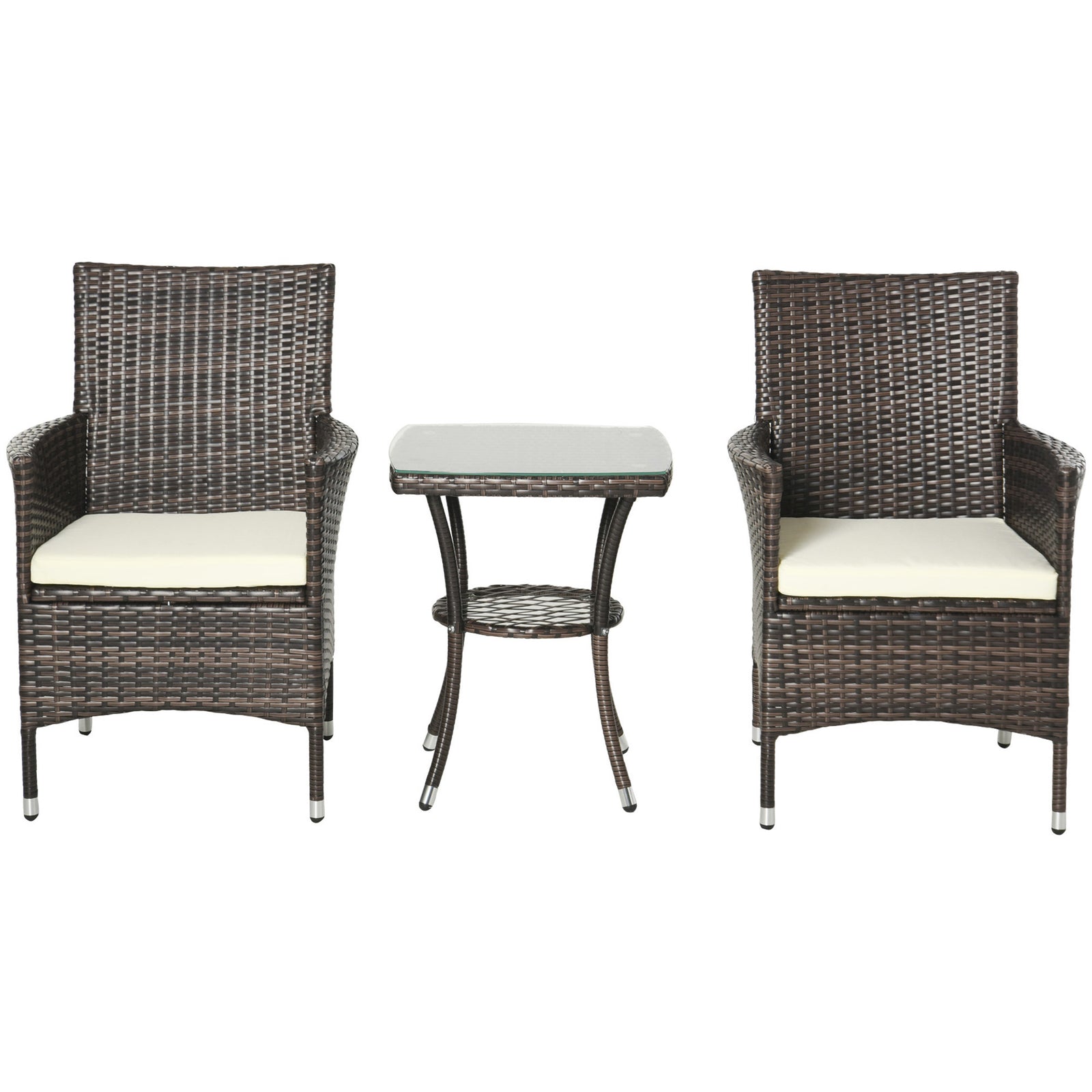 Rattan Bistro Set Garden Chair Table Patio Outdoor