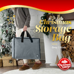 Premium Grey Xmas Decoration Bag With Reinforced Handles