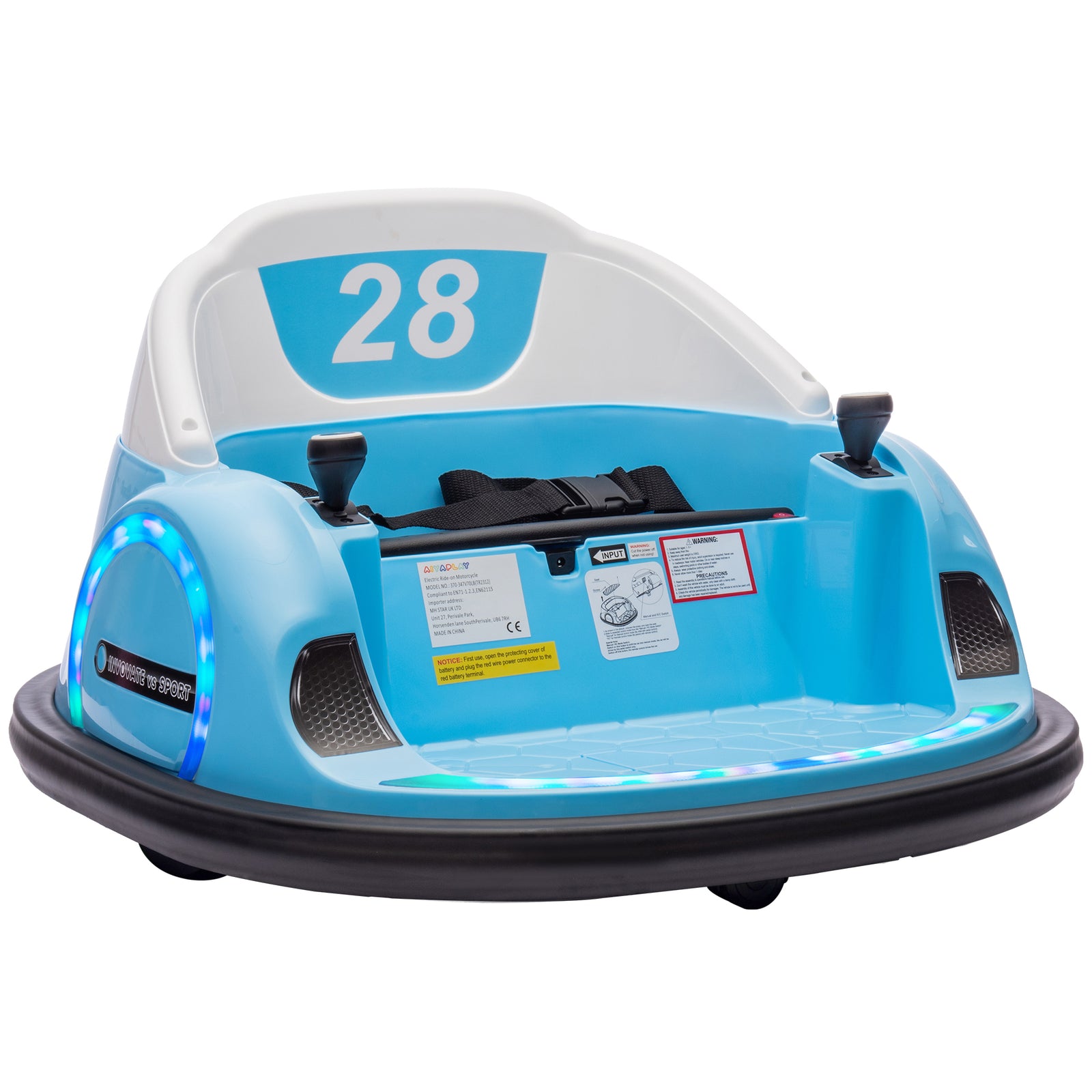 360° Rotation 12v Kids Bumper Car W/ Remote Control | Blue