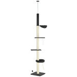 Floor-to-ceiling Cat Tree, Height Adjustable, Black