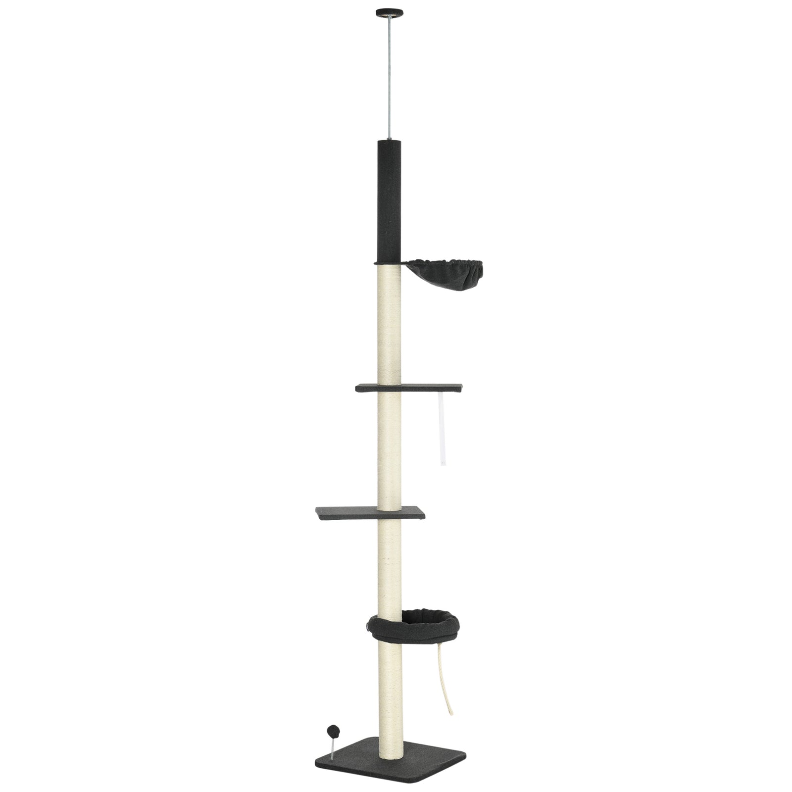 Floor-to-ceiling Cat Tree, Height Adjustable, Black