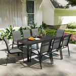 9 Pieces Patio Dining Set With Stackable Chairs | Dark Gray