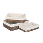 Cotton Lined Antique Wash Straight Sided Tray | Set-of-3 | Brown