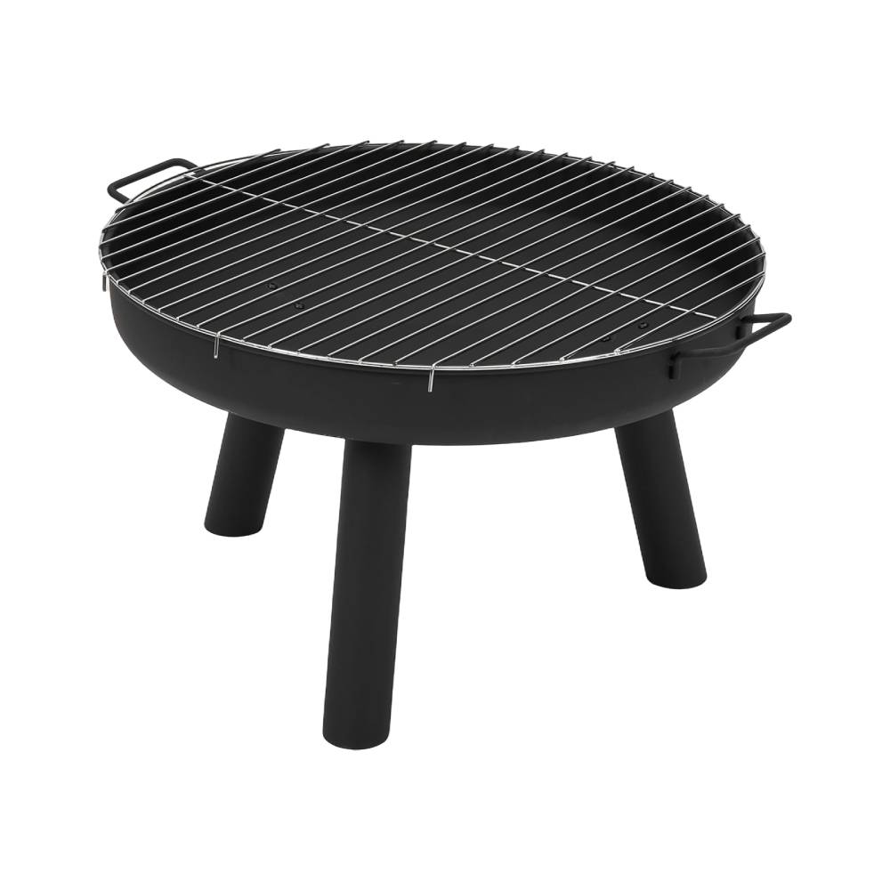 Round Charcoal Bbq Grill With Cooking Grate & Stand, Black Iron Outdoor Barbecue Fire Pit