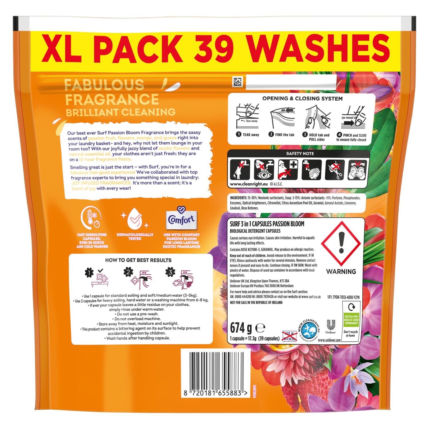 3 In 1 Laundry Washing Detergent Capsules Passion Bloom | 117 Washes