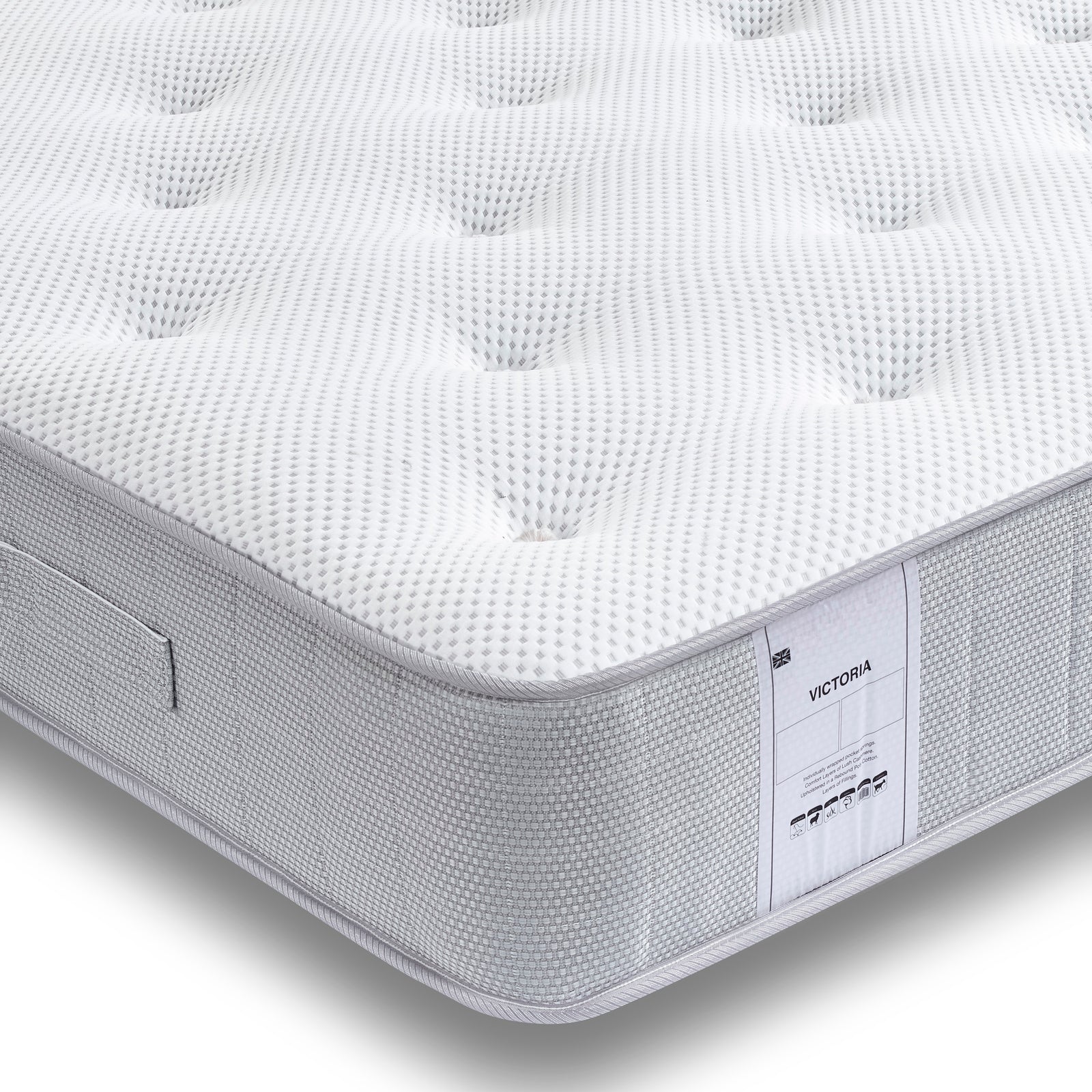 Victoria 2000 Pocket Sprung Cashmere Mattress | Small Single | White