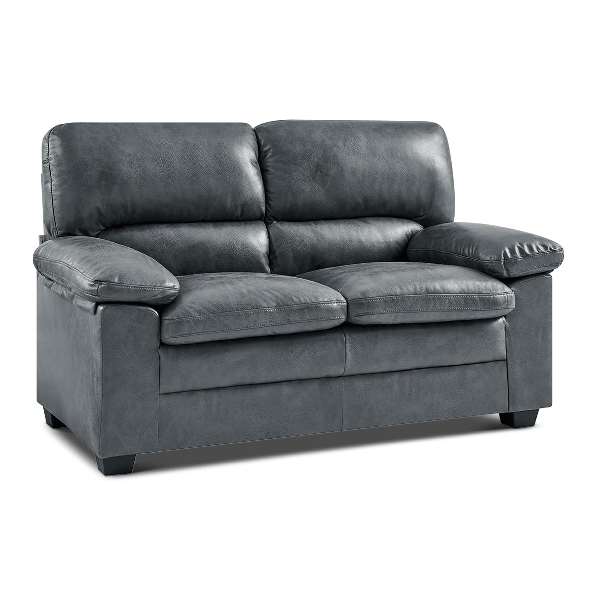 Oxford Faux Leather Sofa 2 Seater | Dark Grey