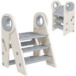 Toddler Tower, Foldable & Adjustable, With Handle, Non-slip, Grey