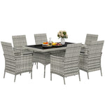 6 Seater Rattan Garden Furniture Set With Cushions | Gray