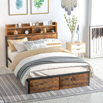 4.6ft Double Bed Frame With Storage Headboard And Under Bed Storage | Double | Brown