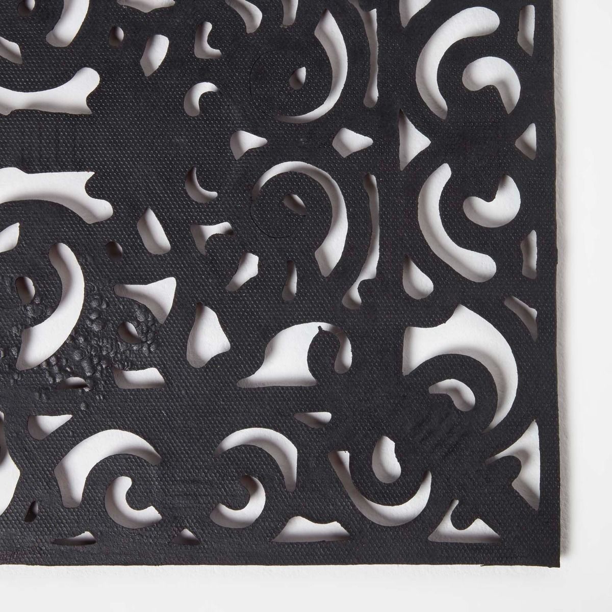 Black Wrought Iron Effect Parisian Rubber Doormat | 70 x 45cm | Black