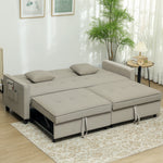 Reversible L-shaped Sectional Sofa Bed With Cushions | One Size | Beige