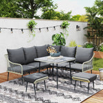 6 Piece Garden Furniture Set Garden Sofa With Cushions | Light Grey