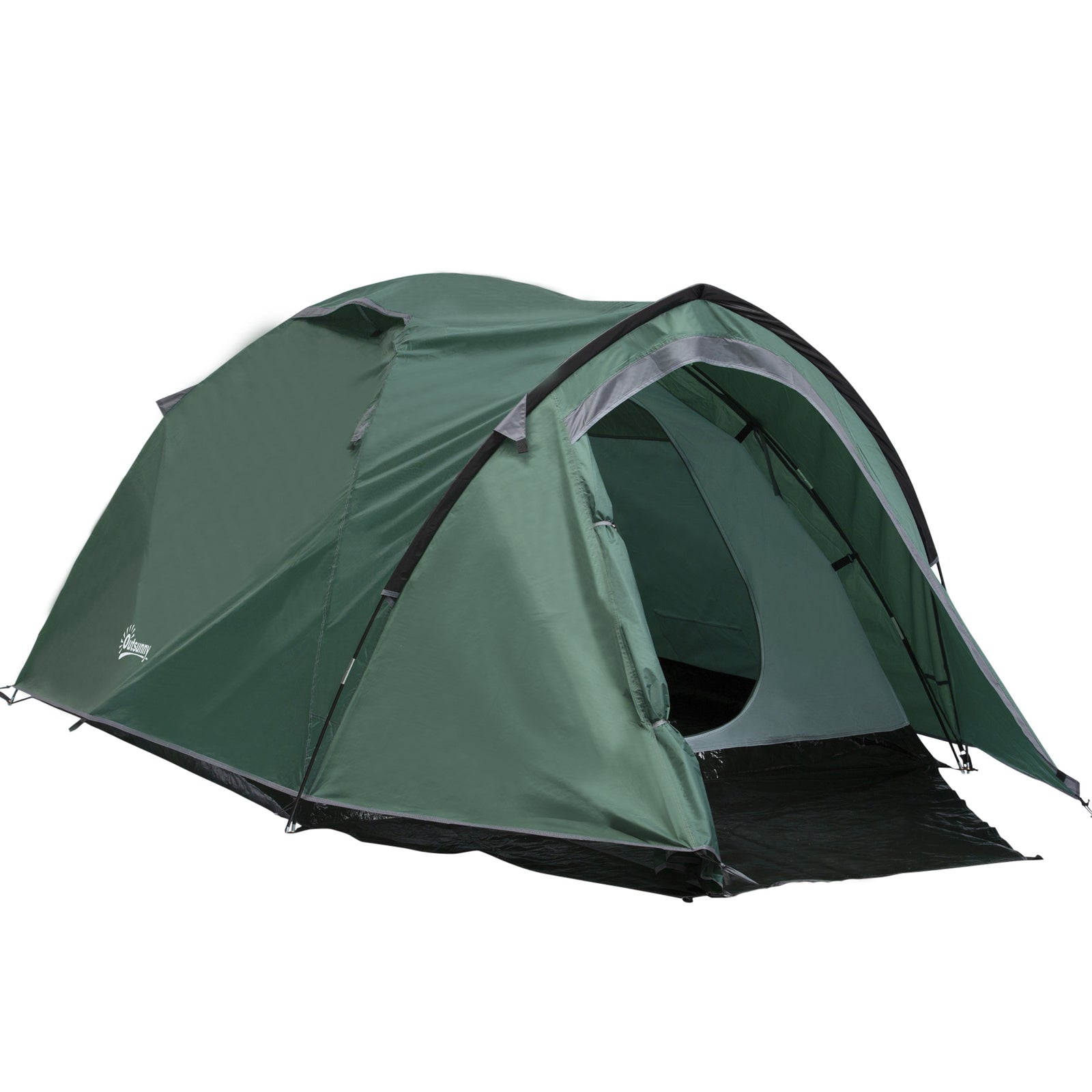 Compact Camping Tent W/ Vestibule & Mesh Vents For Hiking | Gray