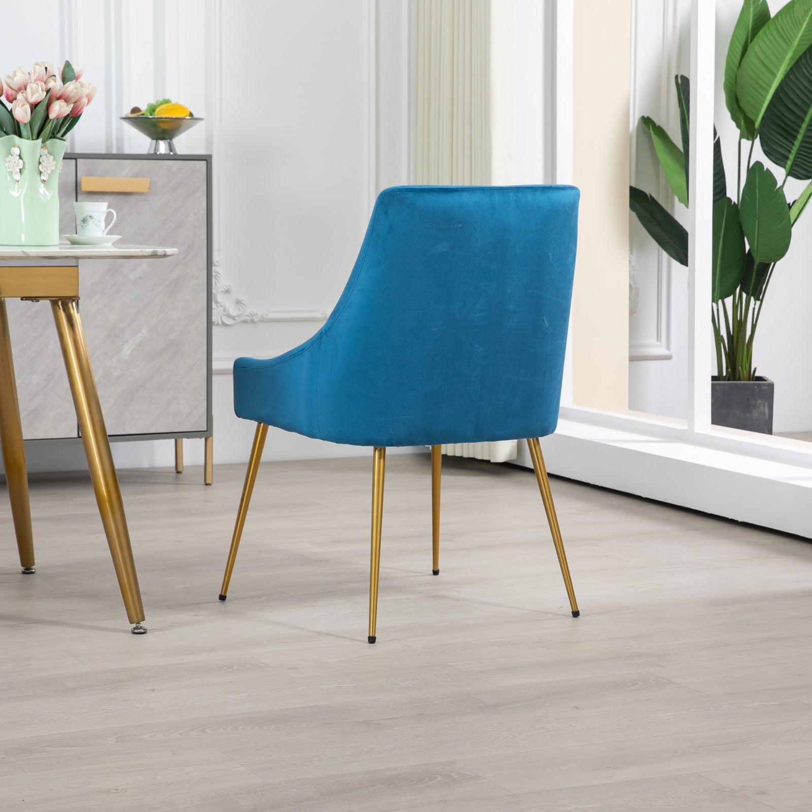 Set Of 2 Lograto Velvet Dining Chairs | Blue