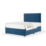 Plush Velvet Divan Base And Plain Headboard | King | Midnight Blue