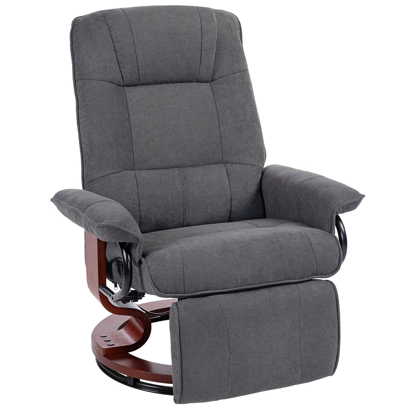 Manual Recliner Swivel Reclining Chair With Footrest Armrests | Grey